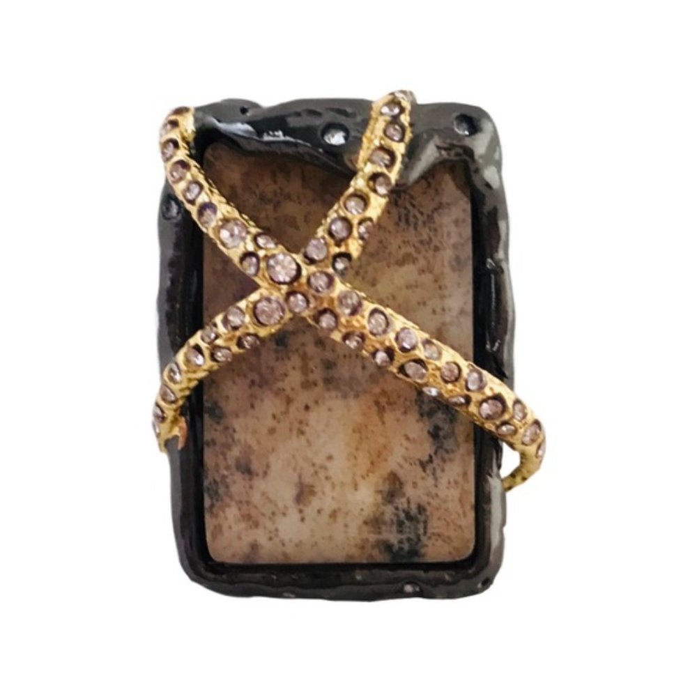 Alexis Bittar Gold and Brown Statement Ring
